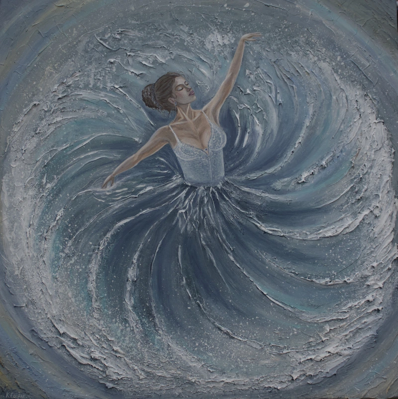 Dance with the Ocean — Acryl, 80 × 80 cm