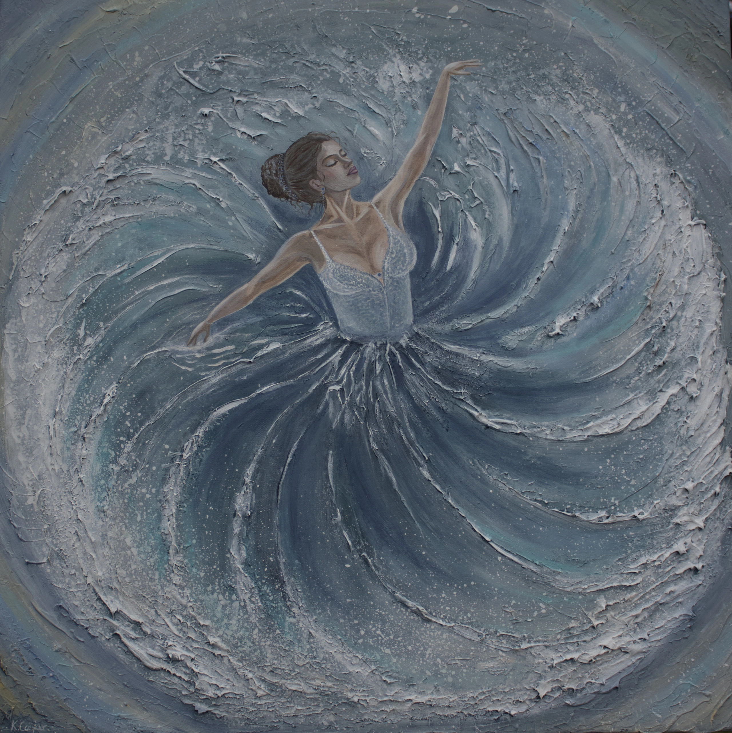 Dance with the Ocean — Acryl, 80 × 80 cm