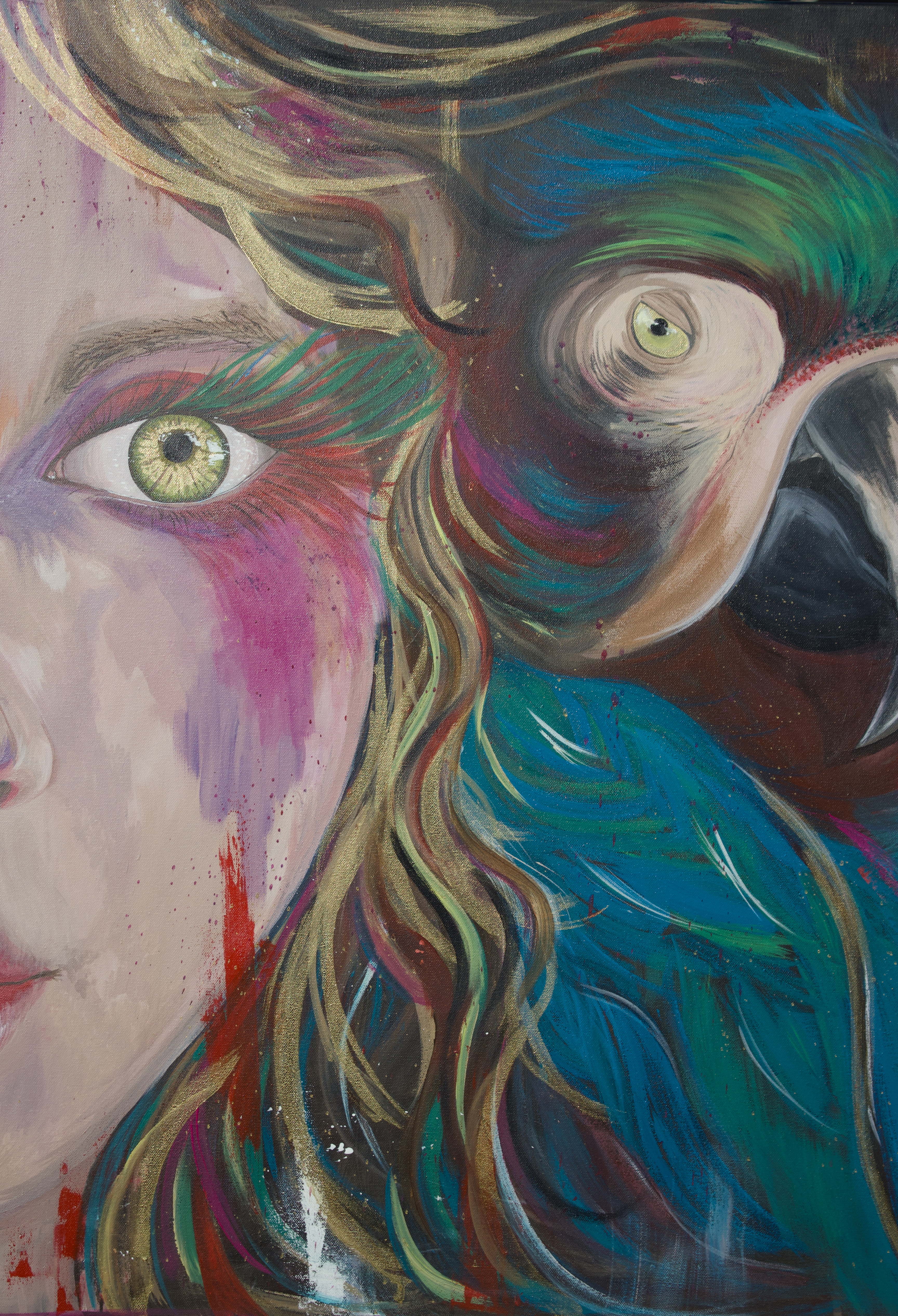 The Spirit of Macaw — Acryl, 80 × 100 cm