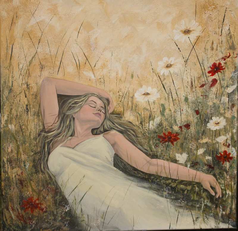Golden Silence — Acryl, 80 × 80 cm