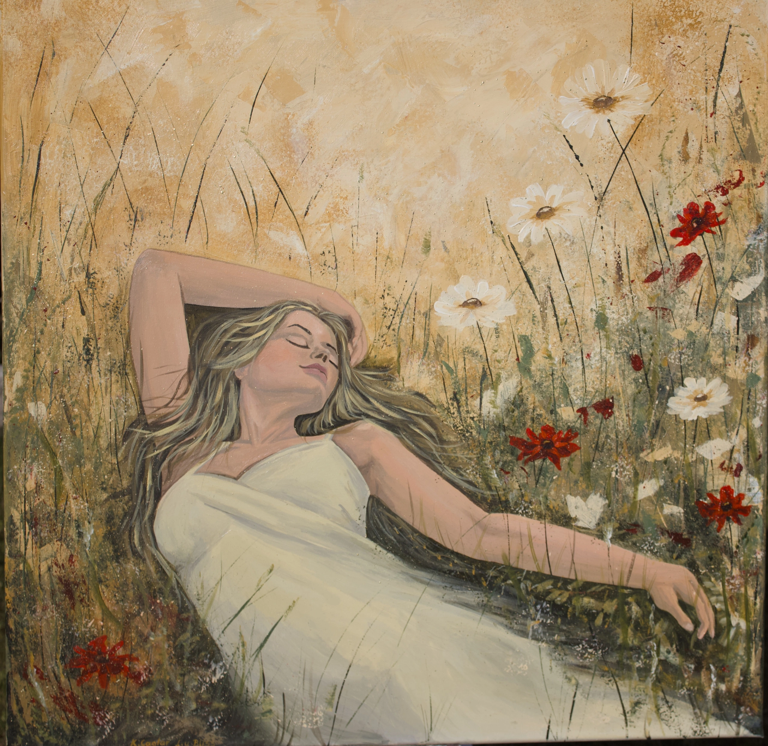 Golden Silence — Acryl, 80 × 80 cm